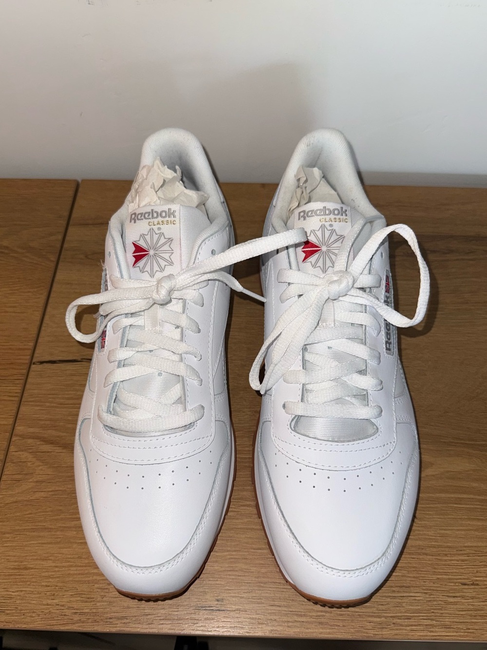 Reebok White Sneakers with Red Logo Accent
